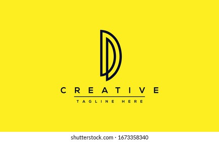 Modern unique creative letter D logo design, Minimal line D initial based vector icon.