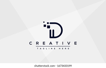 Modern unique creative letter D logo design, Minimal line D initial based vector icon.