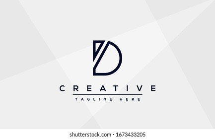 Modern unique creative letter D logo design, Minimal line D initial based vector icon.