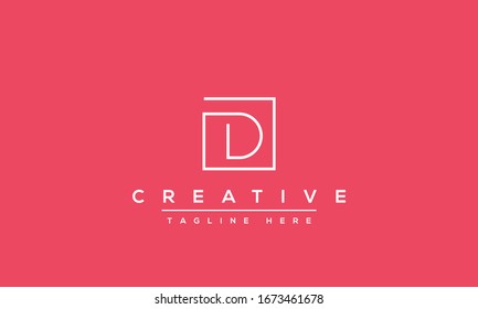 Modern unique creative letter D logo design, Minimal line D initial based vector icon.