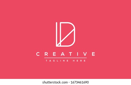 Modern unique creative letter D logo design, Minimal line D initial based vector icon.