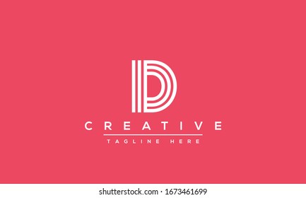 Modern unique creative letter D logo design, Minimal line D initial based vector icon.