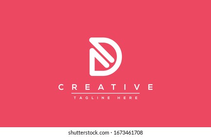 Modern unique creative letter D logo design, Minimal line D initial based vector icon.