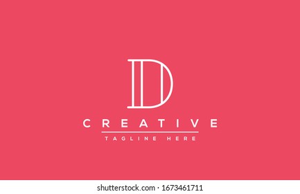 Modern unique creative letter D logo design, Minimal line D initial based vector icon.