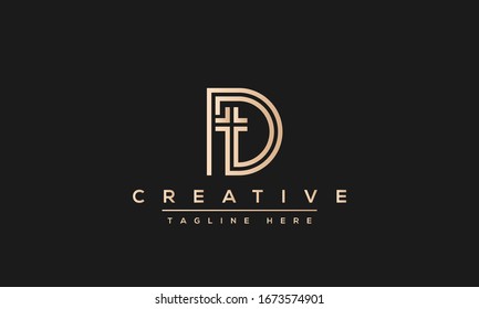 Modern unique creative letter D logo design, Minimal line D initial based vector icon.