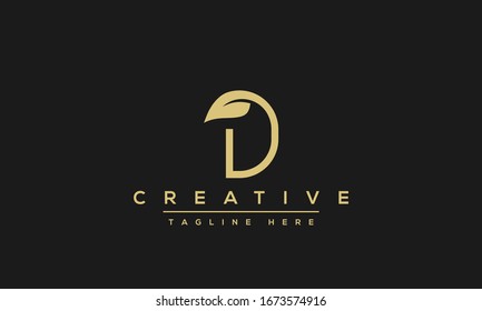 Modern unique creative letter D logo design, Minimal line D initial based vector icon.