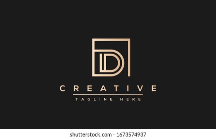 Modern unique creative letter D logo design, Minimal line D initial based vector icon.