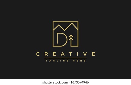 Modernes, einzigartiges Design für kreative Buchstaben D Logo, Minimal Linie D Initial-Vektorillustration Icon.