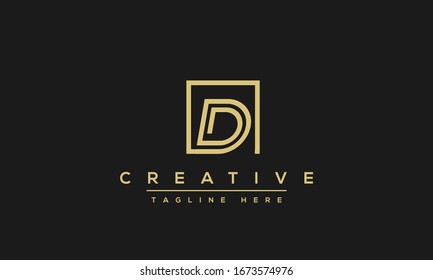 Modern unique creative letter D logo design, Minimal line D initial based vector icon.