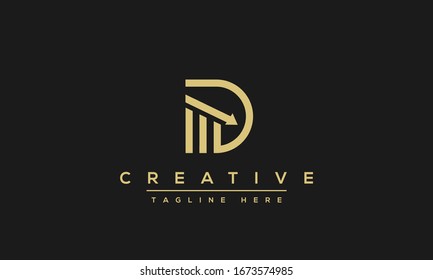 Diseño moderno y exclusivo de la letra creativa D logotipo, icono de vector basado en la línea mínima D.