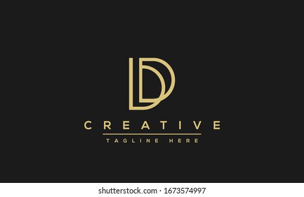 Modern unique creative letter D logo design, Minimal line D initial based vector icon.