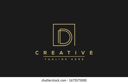 Modern unique creative letter D logo design, Minimal line D initial based vector icon.