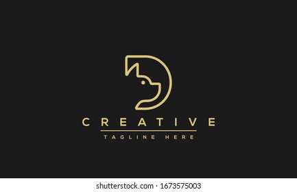 Modern unique creative letter D logo design, Minimal line D initial based vector icon.