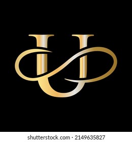 Modern unique creative letter U logo design, Minimalist U Luxury monogram initial based vector icon