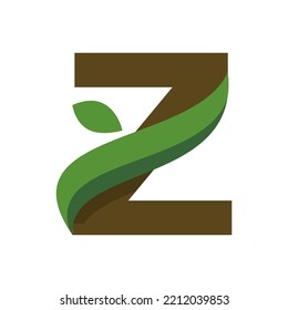 Modern unique creative letter Z with leaf logo design, Minimalist Z initial based vector icon.