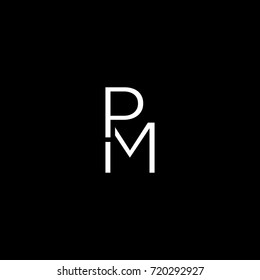 Modern unique creative minimal fashion brands black and white color PM MP P M initial based letter icon logo.