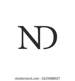 Diseño de logotipo de letras creativas únicas modernas de ND. Monograma de las iniciales de lujo de estilo clásico.