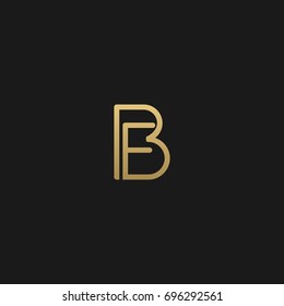 Modern unique creative stylish connected fashion brands black and gold color BF FB B F initial based letter icon logo.