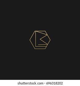 Modern unique creative stylish geometric polygon shaped artistic black and gold color B initial based letter icon logo.