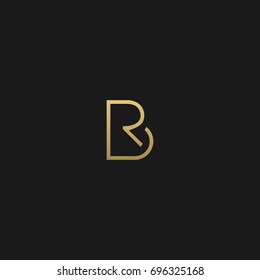 Modern unique creative stylish unusual fashion brands black and gold color BR RB B R initial based letter icon logo.