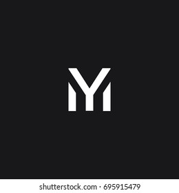 Modern unique creative unusual artistic black and white color MY M Y initial based letter icon logo