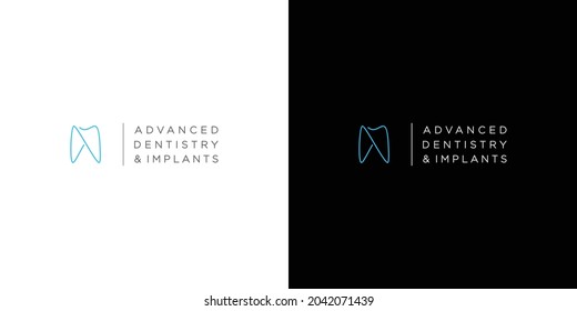 Modern and unique dental and dental implant logo design