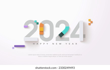 Modern and unique design 2024. new year greetings and invitations. Premium vector design for poster, banner, new year 2024 celebration and greeting.