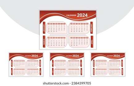 Modern and unique desk calendar design 2024