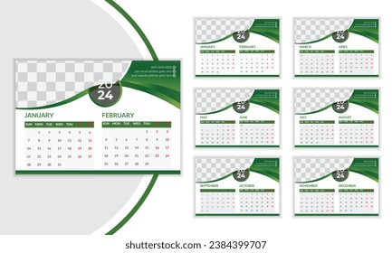 Modern and unique desk calendar design 2024