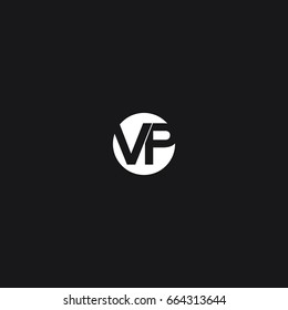 Modern unique elegant connected circular shaped sports brands black and white color VP V P initial based letter icon logo.