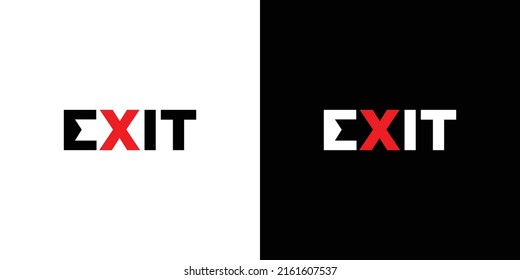 Modern and unique exit text illustration logo design