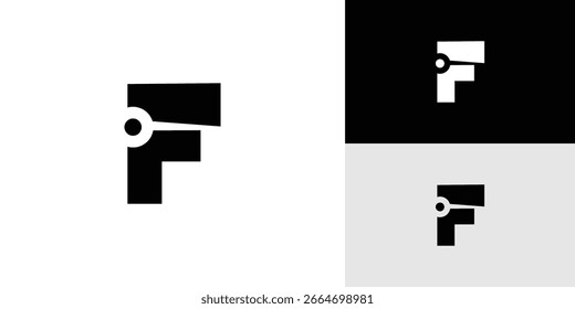 Modern and unique F clock logo design
