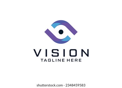 Modern unique flat eye vision optical logo design