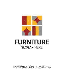 Modern Unique Furniture and Household with Sofa or Chair Icon Logo Vector Design Template Isolated.