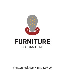 Modern Unique Furniture and Household with Sofa or Chair Icon Logo Vector Design Template Isolated.