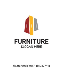 Modern Unique Furniture and Household with Sofa or Chair Icon Logo Vector Design Template Isolated.