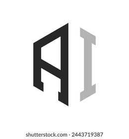 Plantilla de diseño de logotipo de AI de letra hexagonal única moderna. Elegante inicial AI Letter Logo Concept