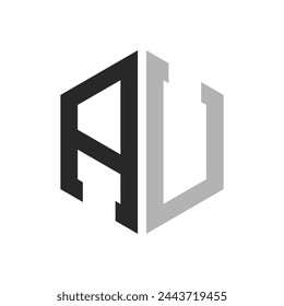 Plantilla de diseño de logotipo de AU de letra hexagonal única moderna. Elegante inicial AU Letter Logo Concept