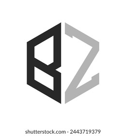 Modern Unique Hexagon Letter BZ Logo Design Template. Elegant initial BZ Letter Logo Concept