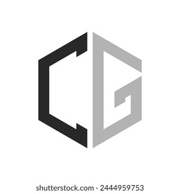 Modern Unique Hexagon Letter CG Logo Design Template. Elegant initial CG Letter Logo Concept