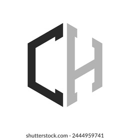 Modern Unique Hexagon Letter CH Logo Design Template. Elegant initial CH Letter Logo Concept