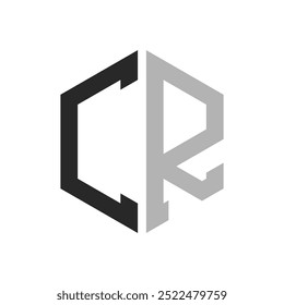 Modern Unique Hexagon Letter CR Logo Design Template. Elegant initial CR Letter Logo Concept