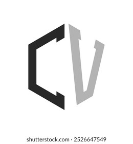 Modelo de design de logotipo de carta de hexágono CV original moderno. Elegante inicial CV Carta Logo Concept