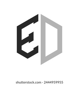 Modern Unique Hexagon Letter ED Logo Design Template. Elegant initial ED Letter Logo Concept