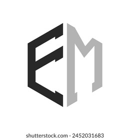 Modern Unique Hexagon Letter EM Logo Design Template. Elegant initial EM Letter Logo Concept