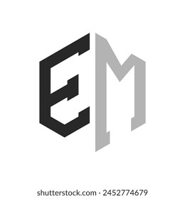 Modern Unique Hexagon Letter EM Logo Design Template. Elegant initial EM Letter Logo Concept