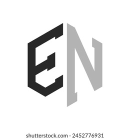 Modern Unique Hexagon Letter EN Logo Design Template. Elegant initial EN Letter Logo Concept