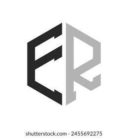 Modern Unique Hexagon Letter ER Logo Design Template. Elegant initial ER Letter Logo Concept