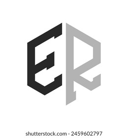 Modern Unique Hexagon Letter ER Logo Design Template. Elegant initial ER Letter Logo Concept