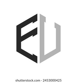 Modern Unique Hexagon Letter EU Logo Design Template. Elegant initial EU Letter Logo Concept